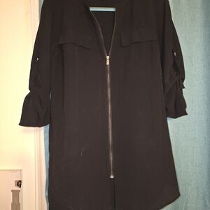Black Zip-Up Blouse